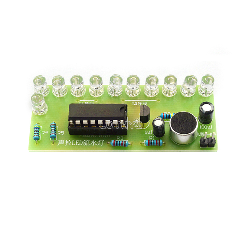 Diy Electronics Tool Kit - CD4017 Voice Control LED Water Light