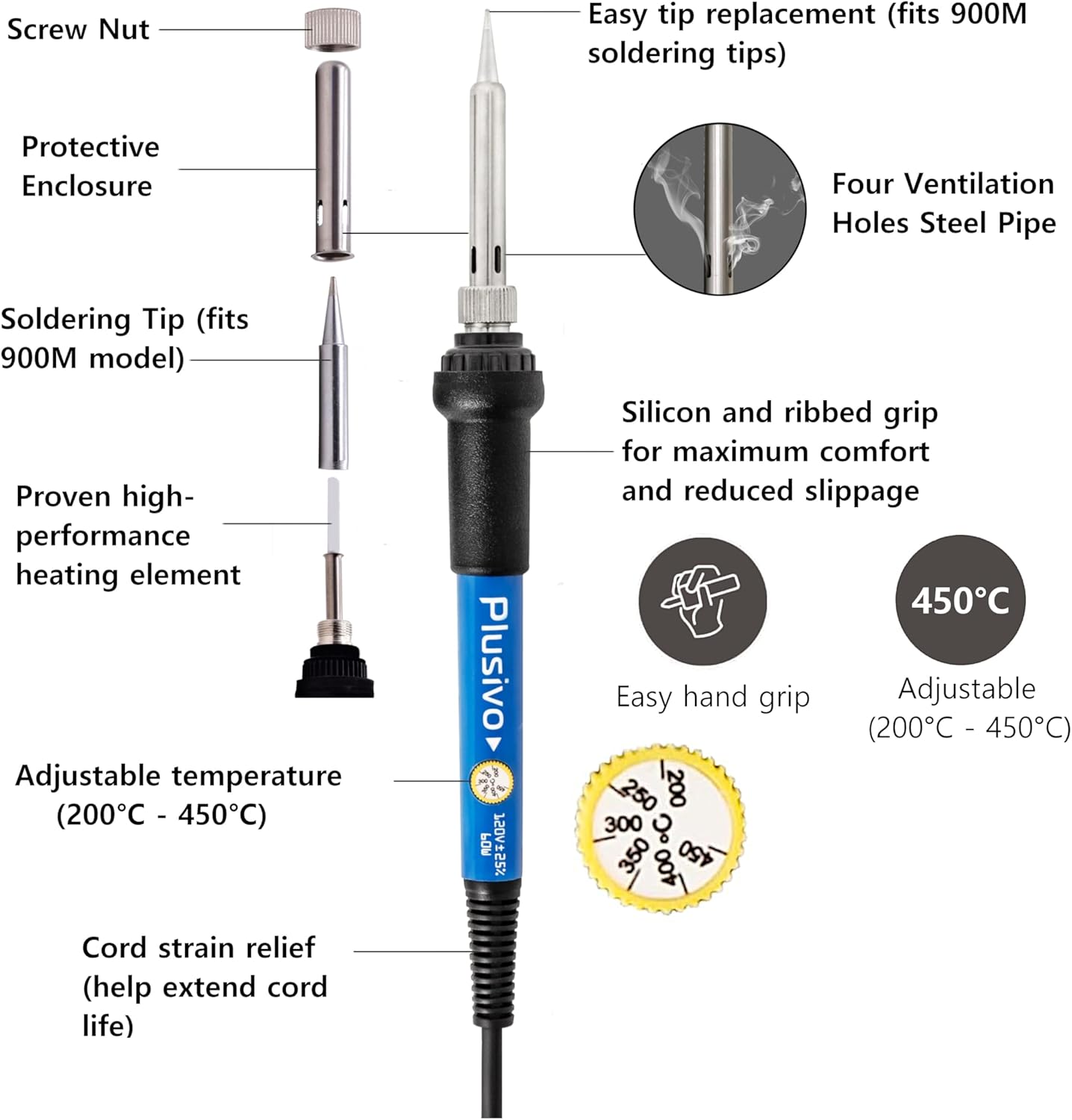 60W Soldering Iron Kit With Ad - Diy Electronics Flux recension och pris