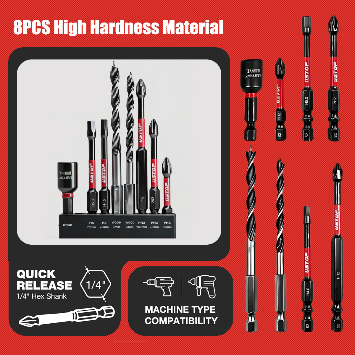 8-Piece Magnetic Impact Bit an - Diy Electronics Rack recension och pris