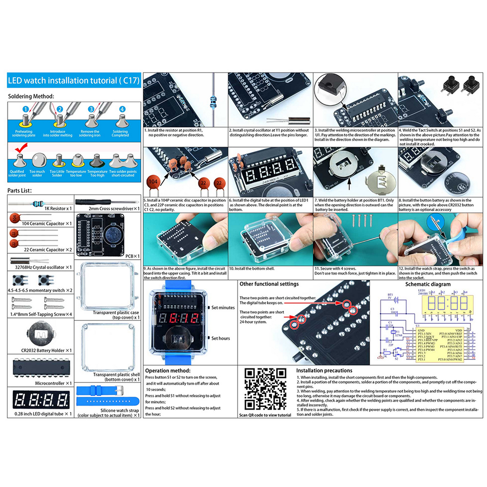 DIY Electronic Watch Kit 0.28' - Diy Electronics Youtube recension och pris