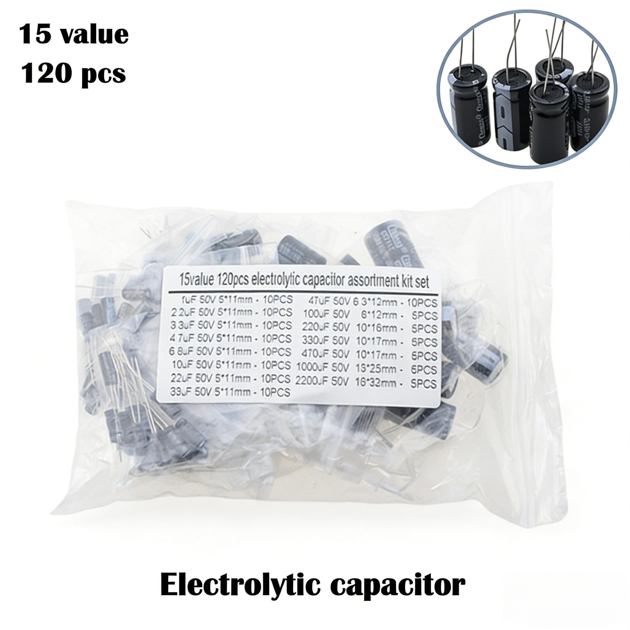 120PCS 15 Values Aluminum Elec - Hobby Diy Electronics Kit recension och pris